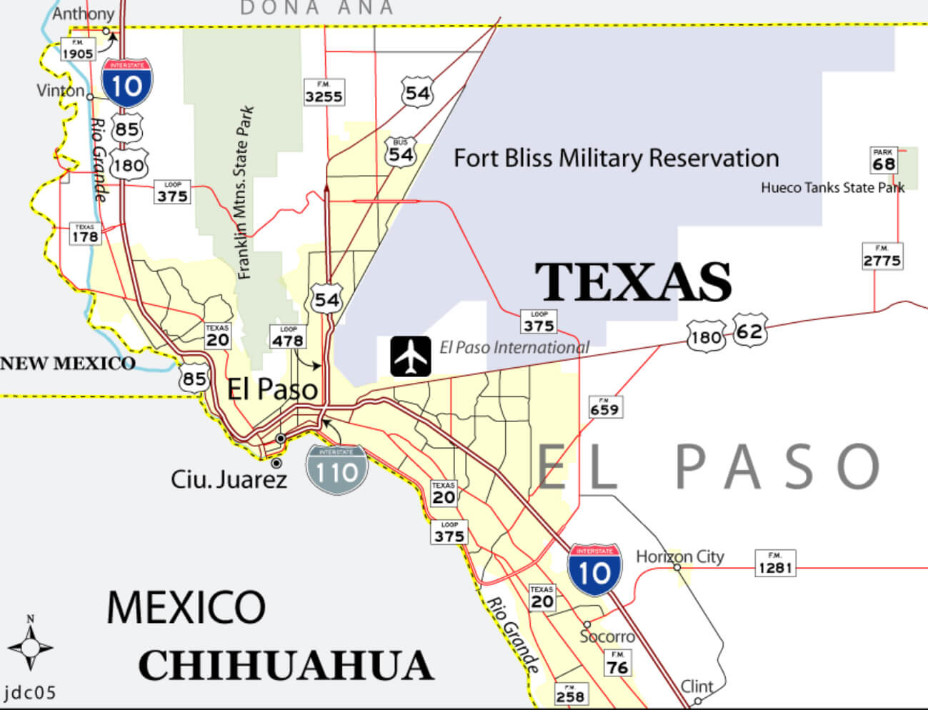 El Paso Map   Texas